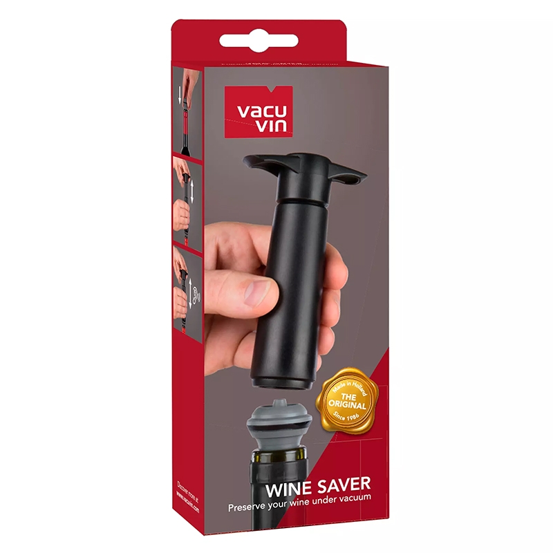 Wine Saver Black with 2 Stoppers Vacu Vin | Vacu Vin Store