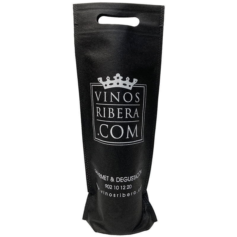 Bolsa de tela negra para 1 botella | VinosRibera.com