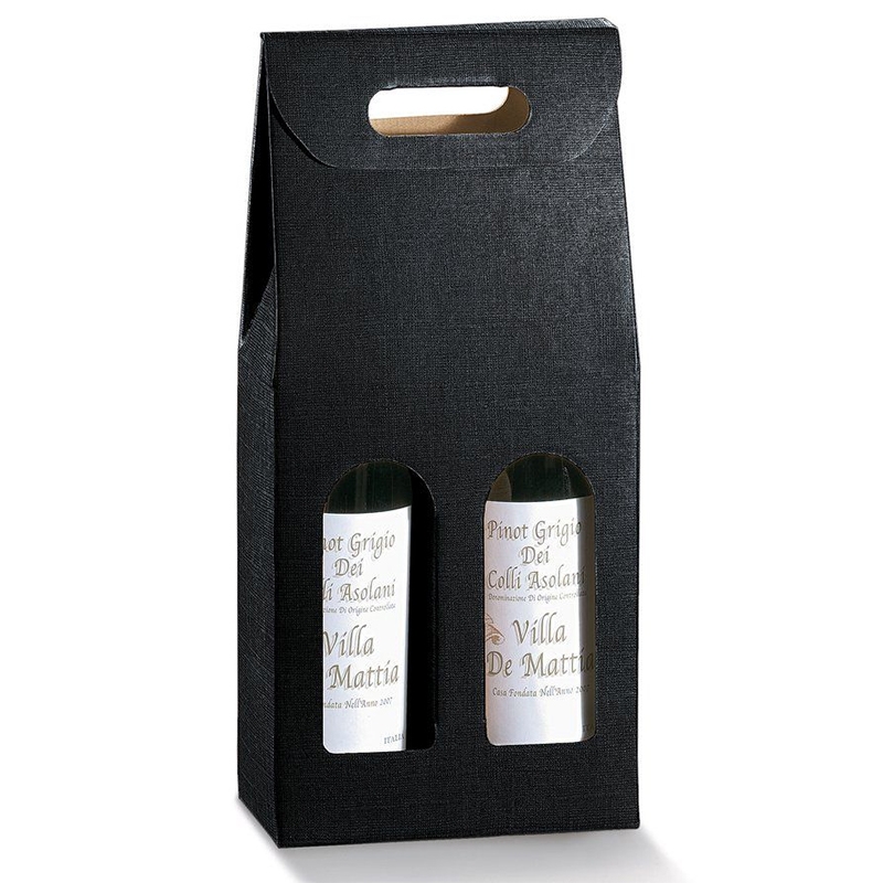 Estuche de cartón negro para 2 botellas | VinosRibera.com