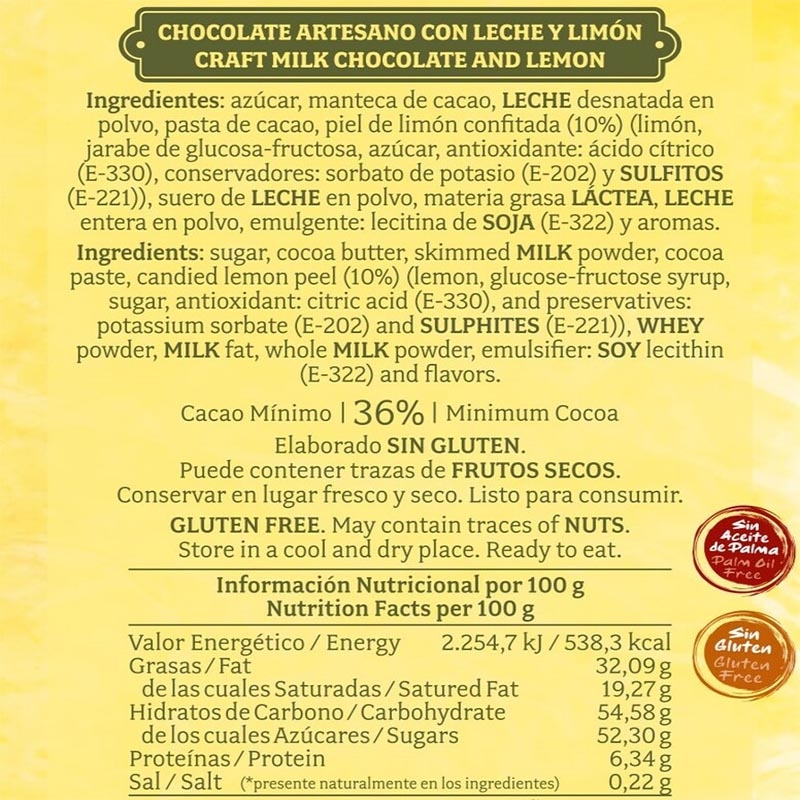 Chocolate con Leche y Limón Confitado El Beato